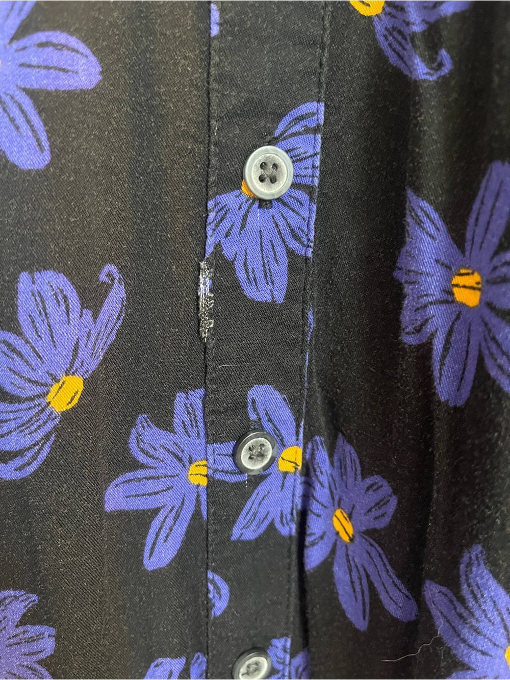 Ava & Viv Black & Blue Floral Button-Front Midi Dress - Picture 7 of 8